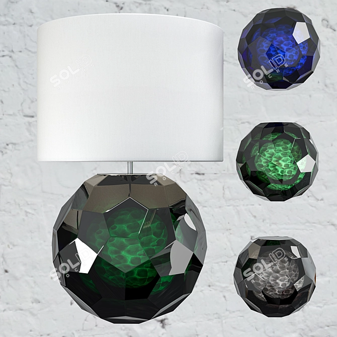 Muranese Glass Faceted Ball Lamp 3D model image 3