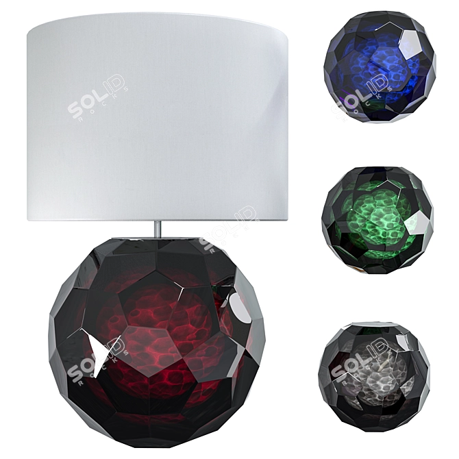 Muranese Glass Faceted Ball Lamp 3D model image 5