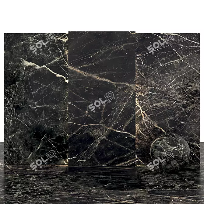 Laurent Black Marble: Premium Texture Tiles 3D model image 1