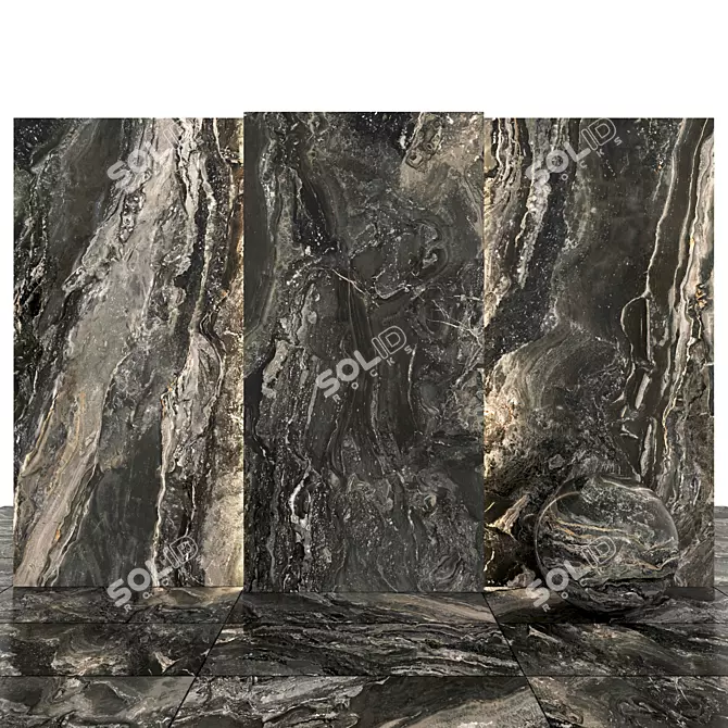 Luxurious Orobico Dark Marble: Versatile Tiles & Slabs 3D model image 1