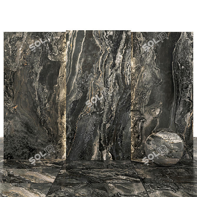 Luxurious Orobico Dark Marble: Versatile Tiles & Slabs 3D model image 2