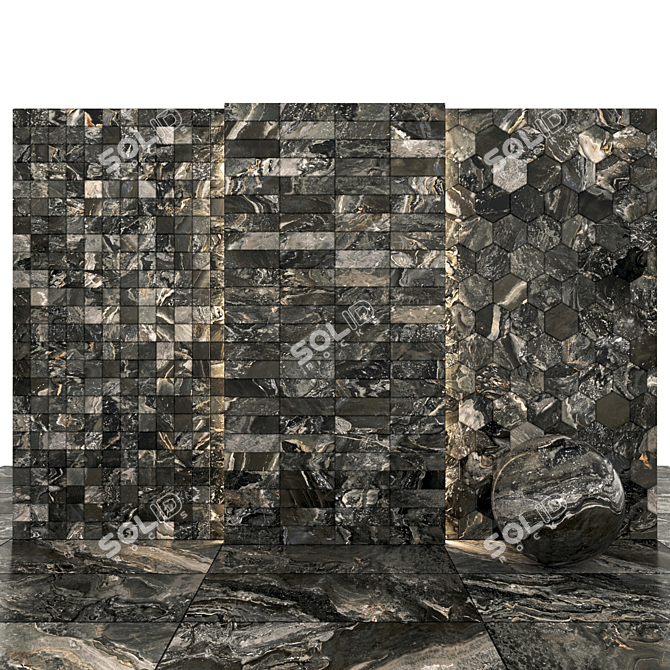 Luxurious Orobico Dark Marble: Versatile Tiles & Slabs 3D model image 3