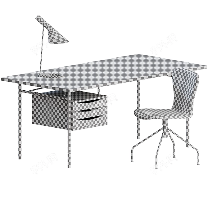 Danish Mid-Century Office Set: Furniture & Lighting 3D model image 3