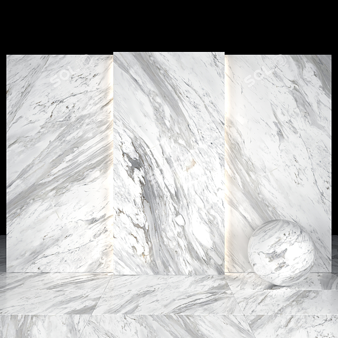 Elegant Bianco Carrara Marble Set 3D model image 1