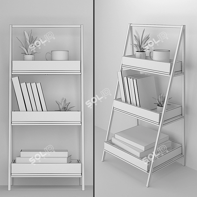  Metal & Wood 3-Tier Decor Stand 3D model image 2