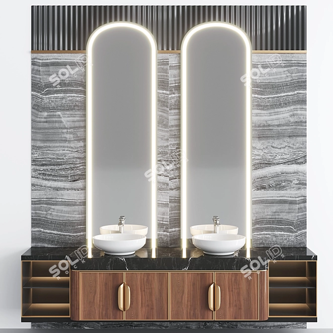 Title: Modern Bathroom Furniture Set 3D model image 1