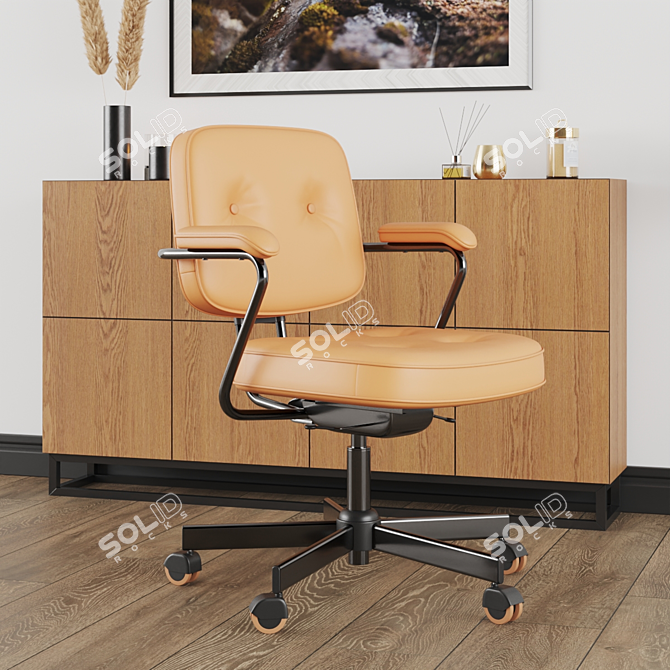 Sleek Office Setup: Lamp, PC, Chair 3D model image 4
