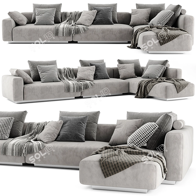 Flexform Lario Chaise Longue Sofa: Stylish and Spacious 3D model image 1