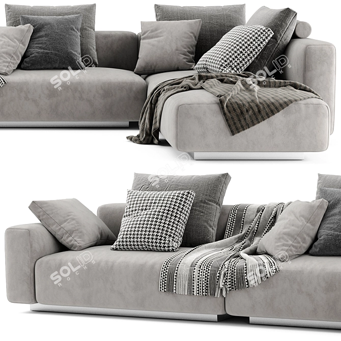 Flexform Lario Chaise Longue Sofa: Stylish and Spacious 3D model image 2