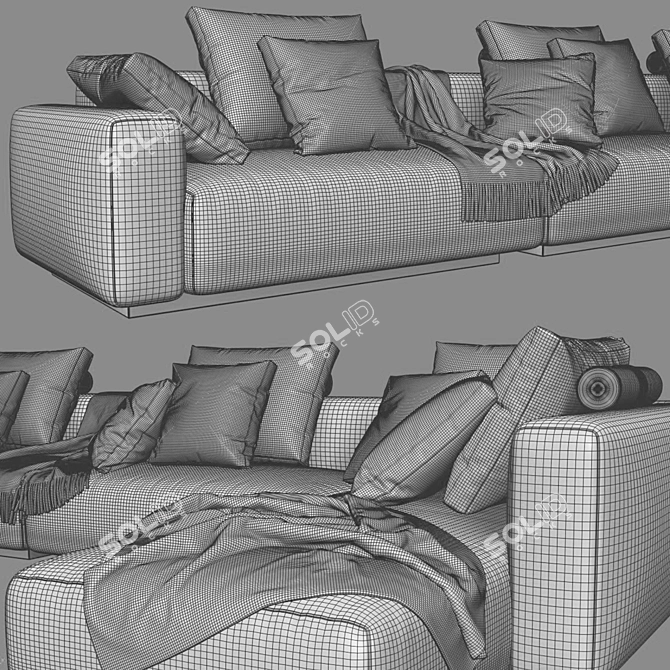 Flexform Lario Chaise Longue Sofa: Stylish and Spacious 3D model image 4
