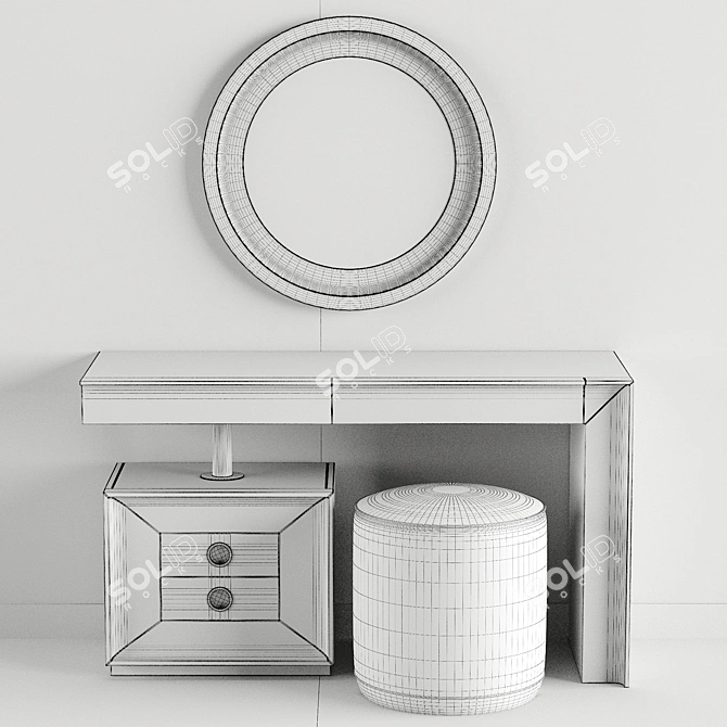 Luxury Vanity Set: Dressing Table, Ottoman & Mirror 3D model image 3