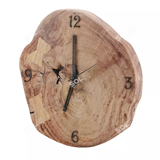 Asiriq Acacia Wood Clock 3D model image 1