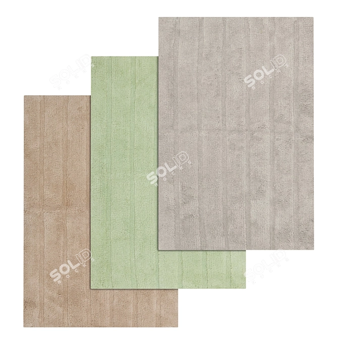 High-Quality Carpet Set with 3 Variants 3D model image 1