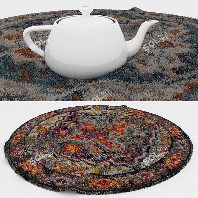 Round Carpets Set 204 - Versatile 6-Piece Rug Collection with Different Textures 3D model image 3