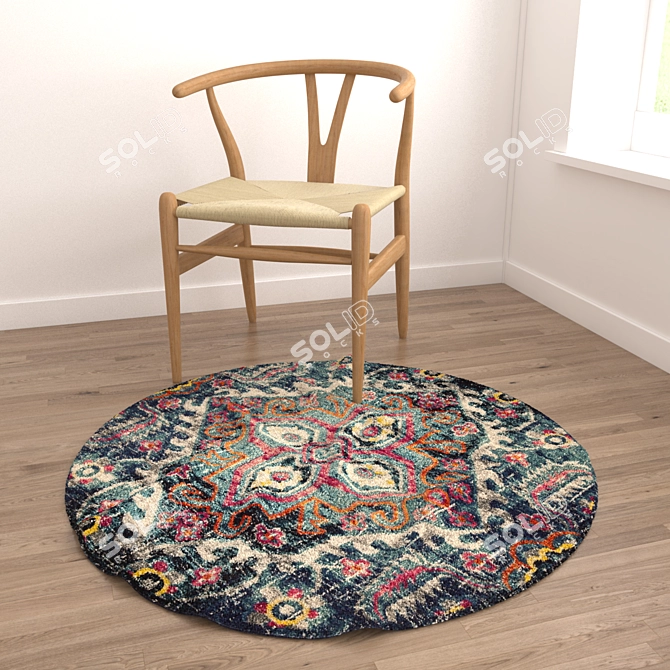 Round Carpets Set 204 - Versatile 6-Piece Rug Collection with Different Textures 3D model image 4