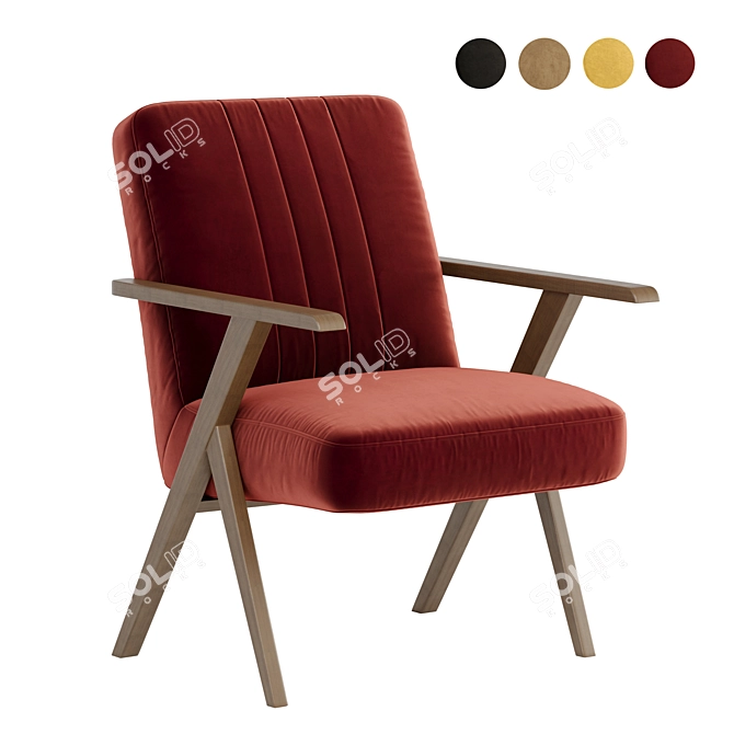 Elegant Benjara Wood Armchair 3D model image 1