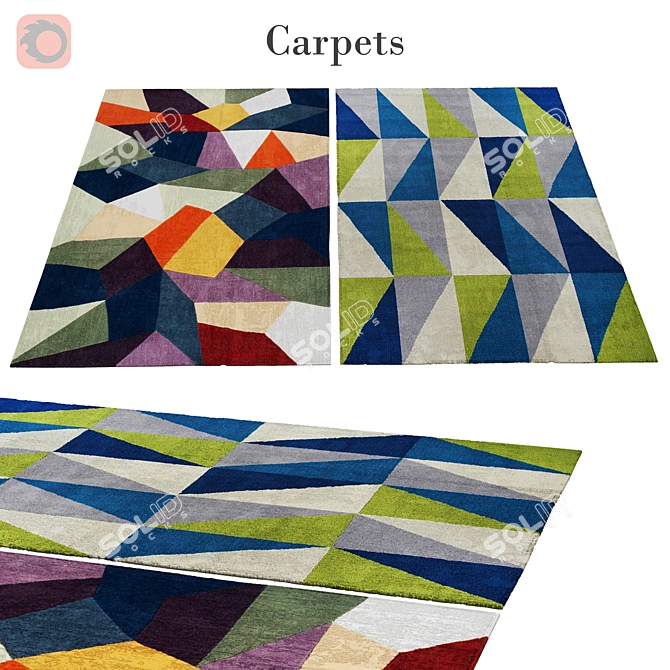 Elegant Polys Vets Rug 3D model image 1