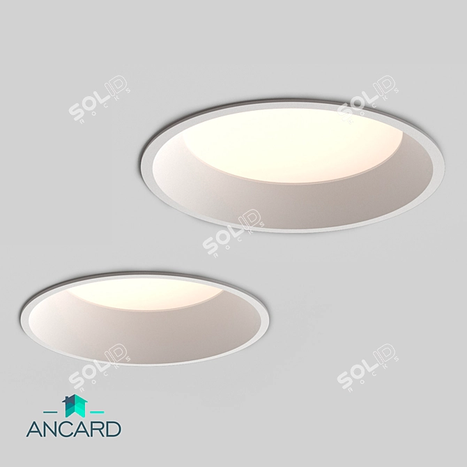 Recessed Diffused Light Luminaire: 90° Angle, High Brightness, 90Ra 3D model image 1