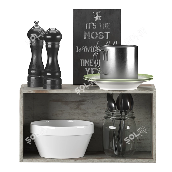 Sleek Kitchen Accessories Set 3D model image 1