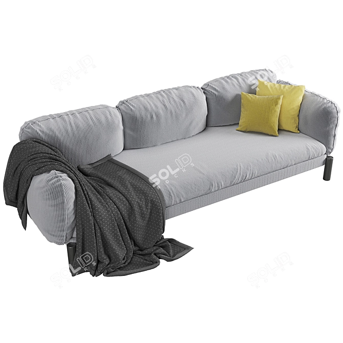 Tarantino Velvet 3-Seater Sofa 3D model image 4