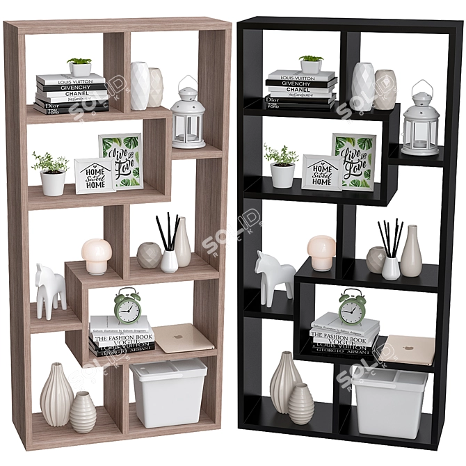 Modern Leveled Display Cabinet 3D model image 1