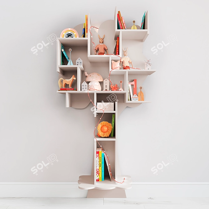 Tree-shaped Nursery Shelf: Space-saving Organizer 3D model image 1