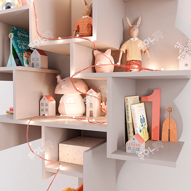 Tree-shaped Nursery Shelf: Space-saving Organizer 3D model image 4