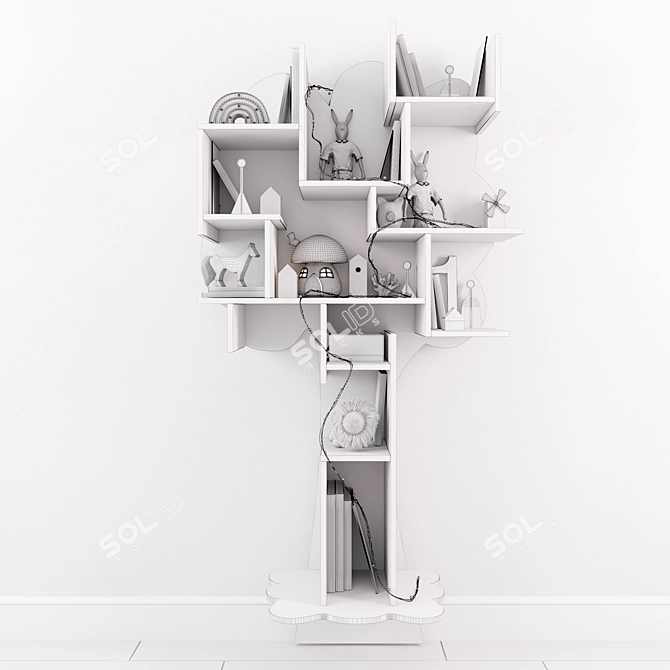 Tree-shaped Nursery Shelf: Space-saving Organizer 3D model image 6