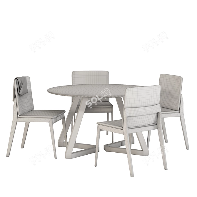 Elegant 001: Walnut & Gray Velvet Table 3D model image 5