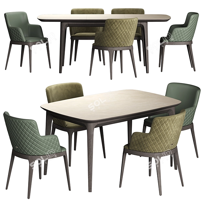 Magda Couture Folding Table Set 3D model image 1