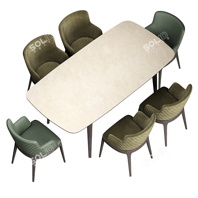 Magda Couture Folding Table Set 3D model image 4