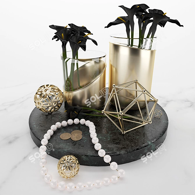 Elegant Calla Lily Decor Set 3D model image 1