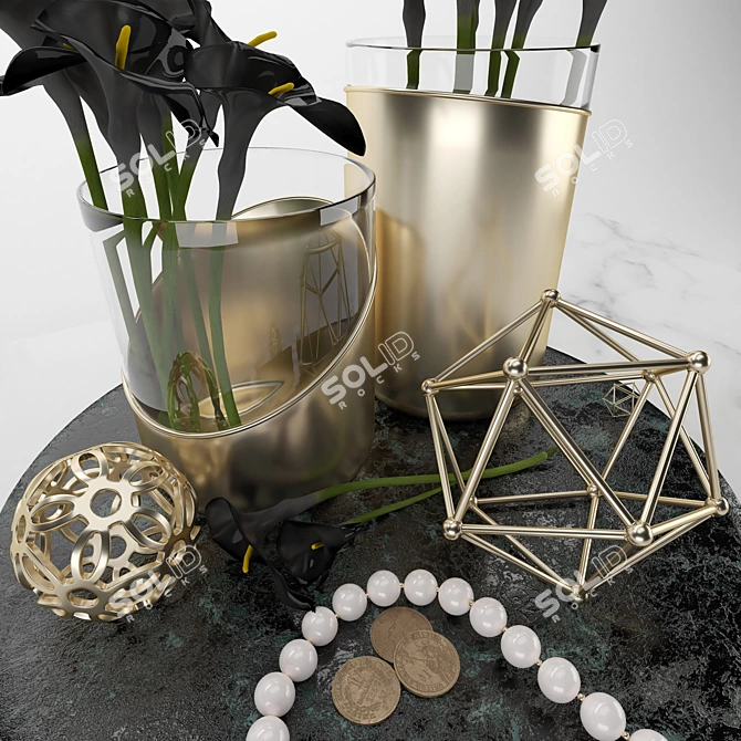 Elegant Calla Lily Decor Set 3D model image 2