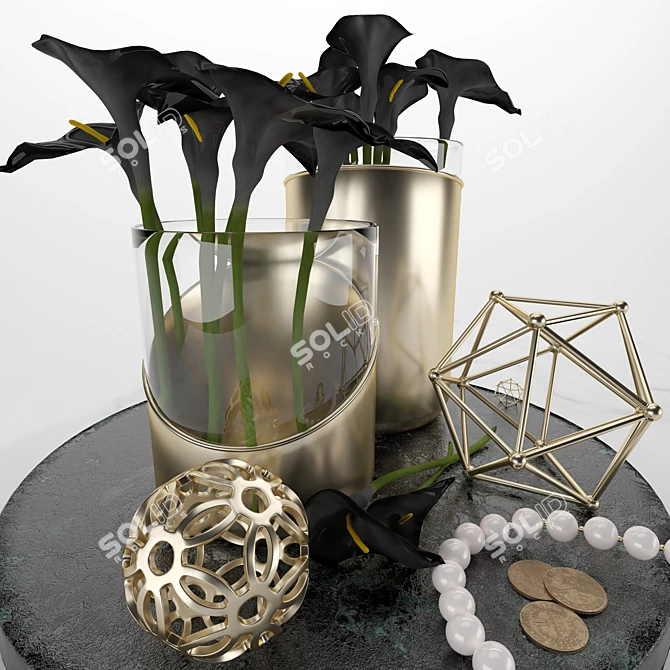 Elegant Calla Lily Decor Set 3D model image 4