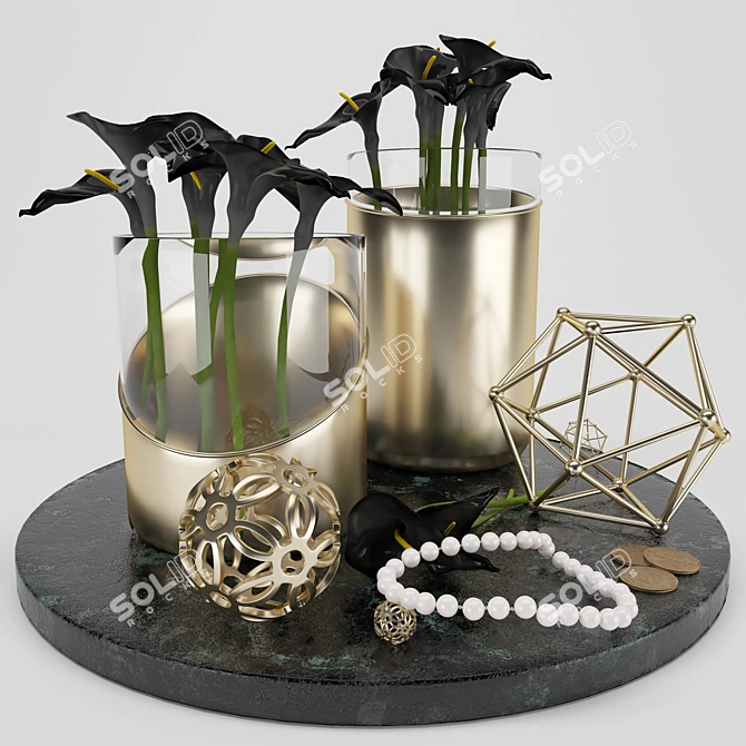 Elegant Calla Lily Decor Set 3D model image 6
