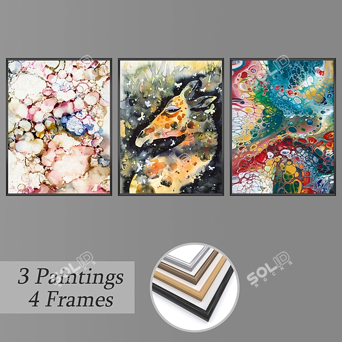 Elegant Wall Art Set with Multiple Frames 3D model image 1