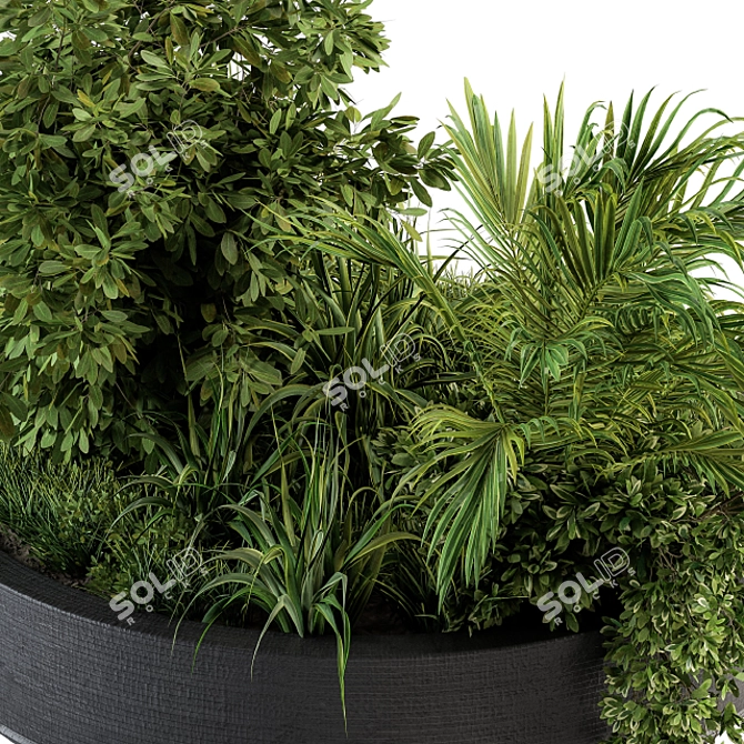 Green Oasis: Outdoor Plant Set in Concrete Pot 3D model image 4