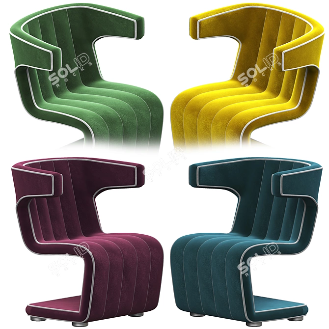 Modern Blue Leather Swivel Chair 3D model image 2