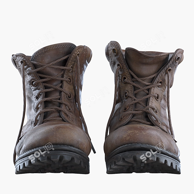 Vintage Worn Leather Boots 3D model image 3