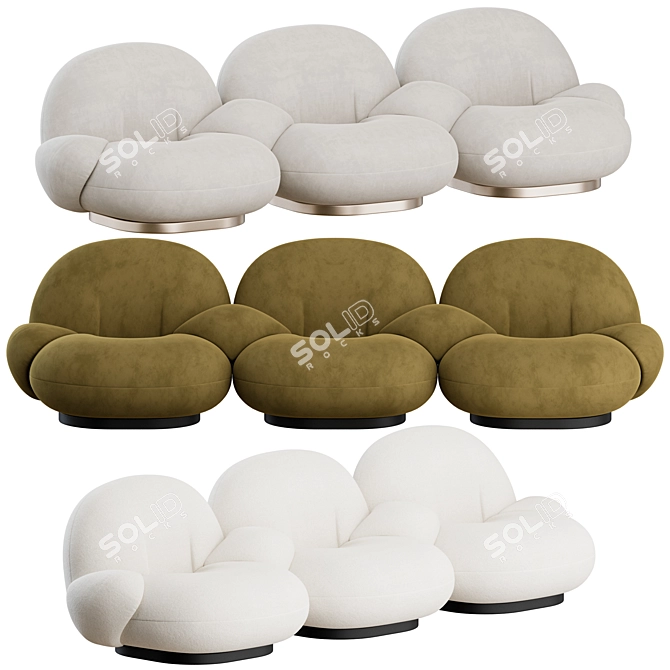 GUBI Pacha 3-Seater: Elegant & Comfortable Sofa 3D model image 1
