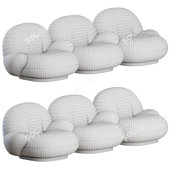 GUBI Pacha 3-Seater: Elegant & Comfortable Sofa 3D model image 4