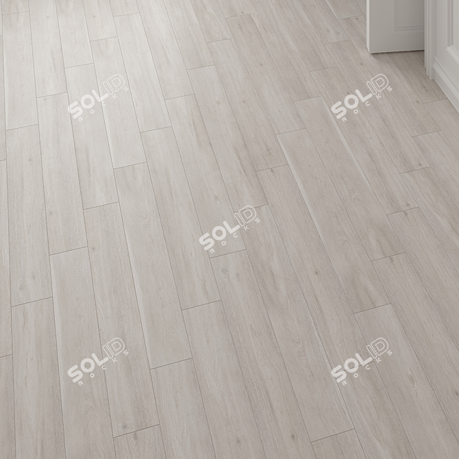 Madrid White Wood Texture Floor Tile 3D model image 2