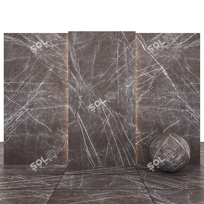 Glossy Gray Stone Texture - Versatile 7 Tile Set 3D model image 1