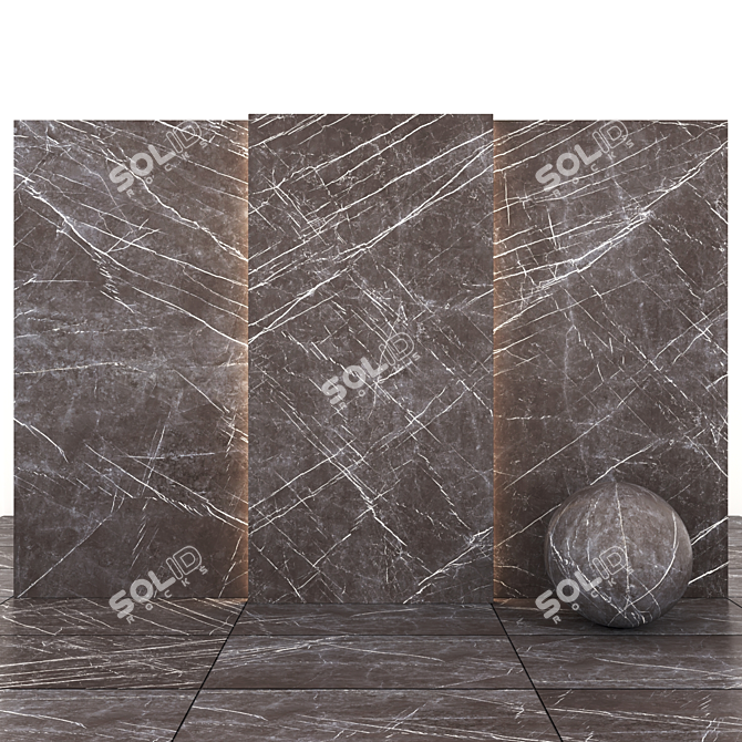 Glossy Gray Stone Texture - Versatile 7 Tile Set 3D model image 2