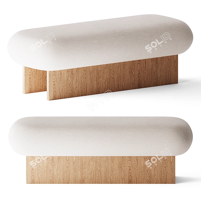 L'art Double Ottoman: Functional and Stylish 3D model image 1