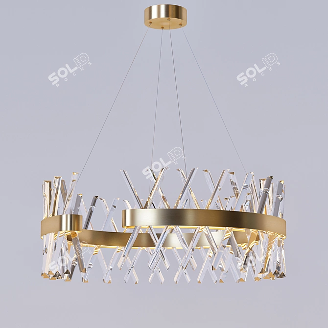 Divinare Corona: Sophisticated Steel and Crystal Lighting 3D model image 1