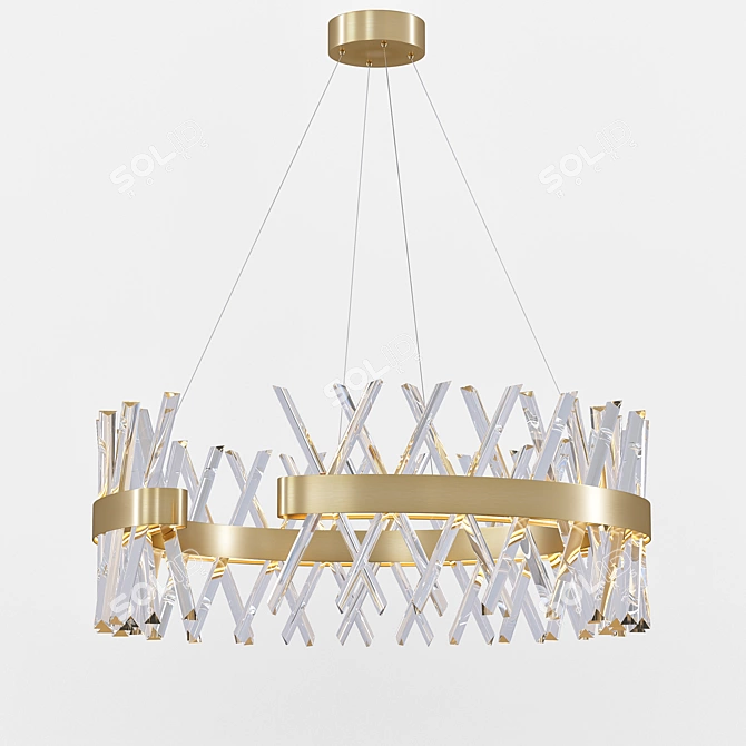 Divinare Corona: Sophisticated Steel and Crystal Lighting 3D model image 3