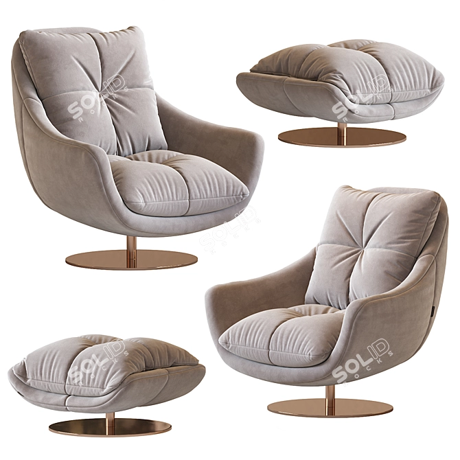 Sophia Swivel Armchair: Modern Comfort for Your Space 3D model image 1