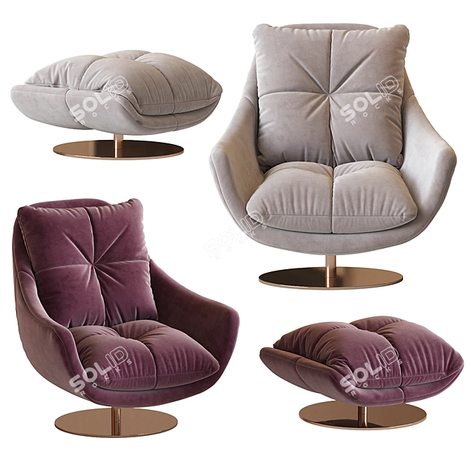 Sophia Swivel Armchair: Modern Comfort for Your Space 3D model image 3