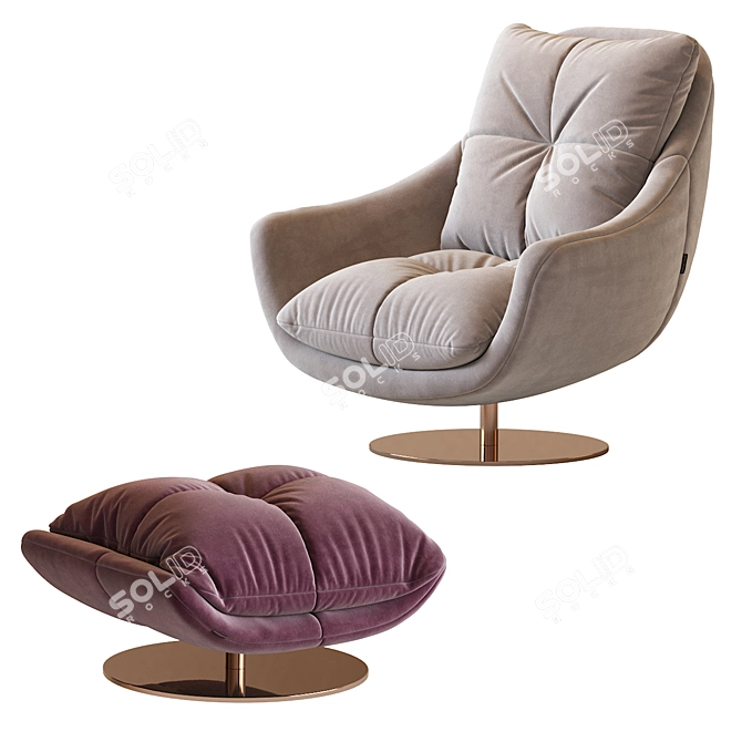 Sophia Swivel Armchair: Modern Comfort for Your Space 3D model image 4